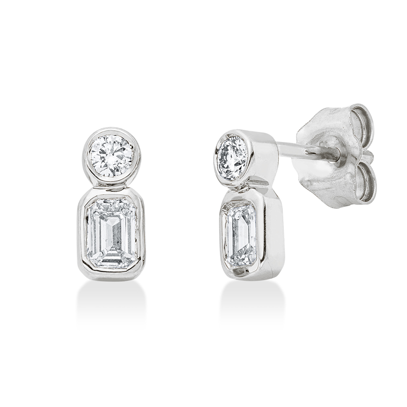 Ohrstecker 18 kt WG, 2 Sm.schliff 0,40 ct, TW-si, 2 Brill. 0,11 ct, TW-si