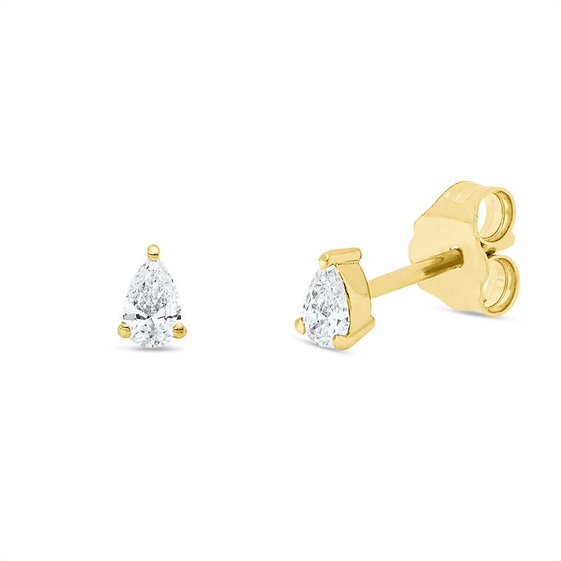 Ohrstecker 18 kt GG, 2 Tropfen 0,16 ct, TW-si