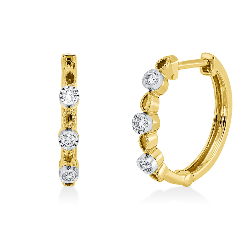 Creolen 18 kt GG+WG, 6 Brill. 0,10 ct, TW-si