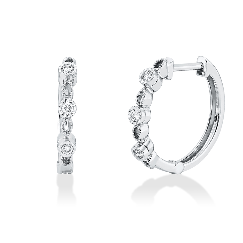 Creolen 18 kt WG, 6 Brill. 0,10 ct, TW-si