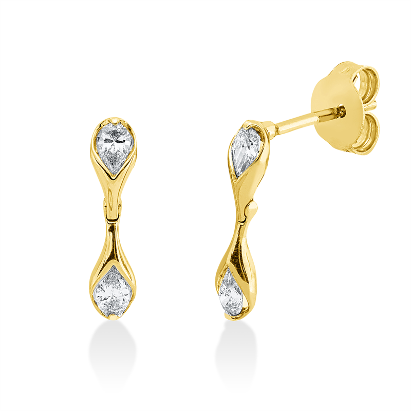 Ohrschmuck 18 kt GG, 4 Tropfen 0,37 ct, TW-si