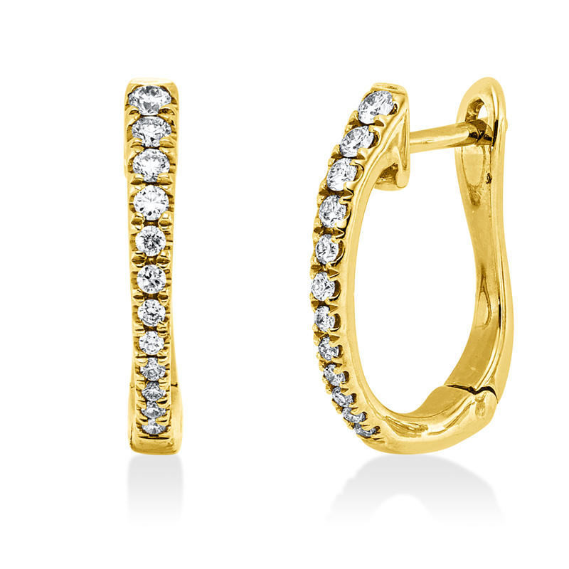 Creolen 14 kt GG, 8 Brill. 0,11 ct, TW-si, 16 Brill. 0,07 ct, TW-si