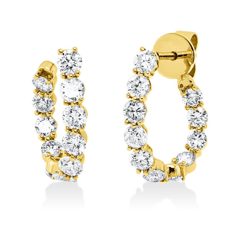 Ohrstecker 18 kt GG, 14 Brill. 1,28 ct, TW-si, 8 Brill. 0,52 ct, TW-si