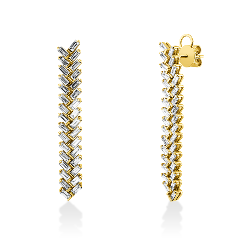 Ohrschmuck 14 kt GG, 64 Bag. 3,44 ct, TW-vsi/si