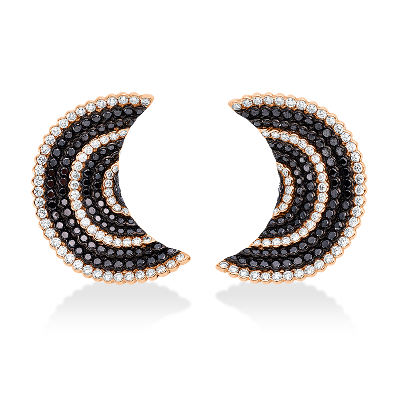 Ohrschmuck 18 kt RG, Fassung teils schwarz rhodinie, 122 Brill. 4,86 ct, TW-vsi/si, 168 Brill. 6,80 ct, schwarz