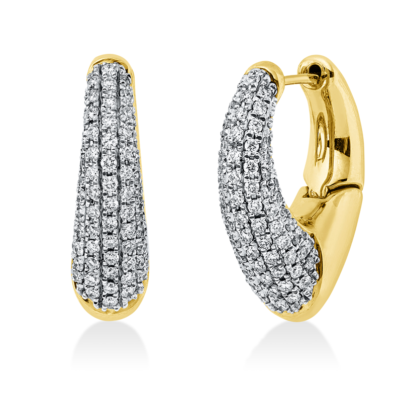 Creolen 14 kt GG+WG, 36 Dia. 0,09 ct, TW-si, 120 Brill. 0,61 ct, TW-si