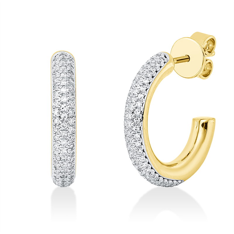 Ohrschmuck 14 kt GG+WG, 140 Dia. 0,34 ct, TW-pi