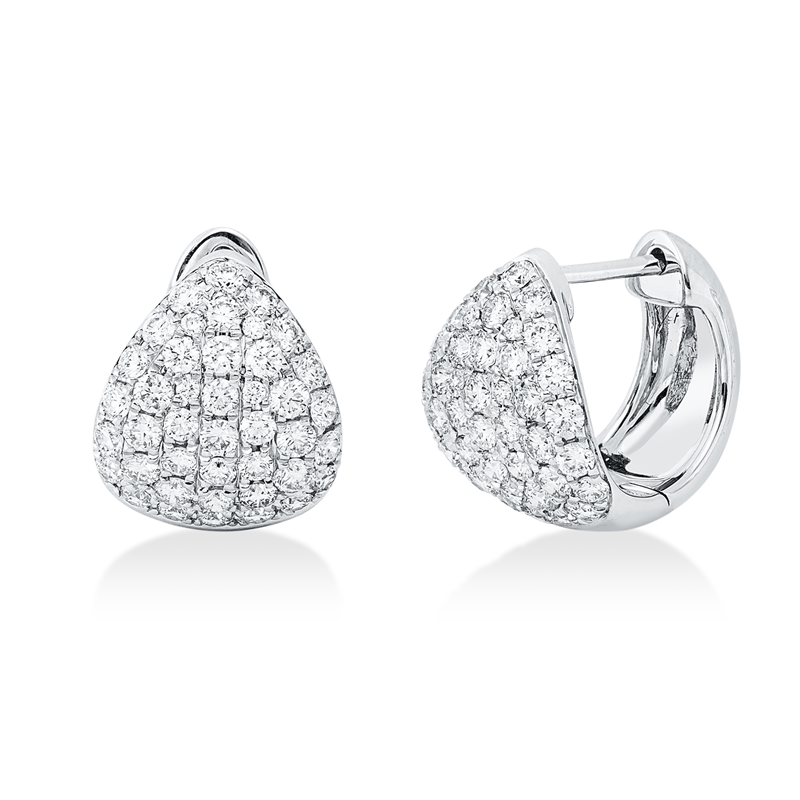 Creolen 14 kt WG, 76 Brill. 1,37 ct, TW-si, 8 Brill. 0,04 ct, TW-si