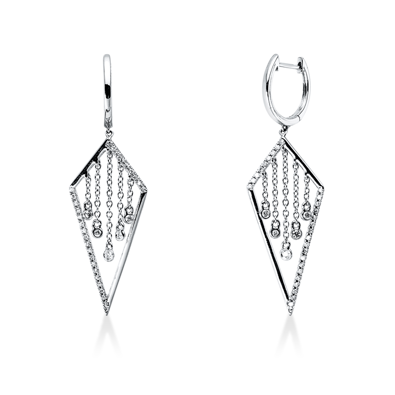 Ohrschmuck 18 kt WG, 54 Dia. 0,15 ct, TW-si, 10 Brill. 0,07 ct, TW-si