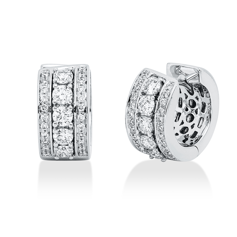 Creolen 18 kt WG, 56 Brill. 1,05 ct, TW-vsi