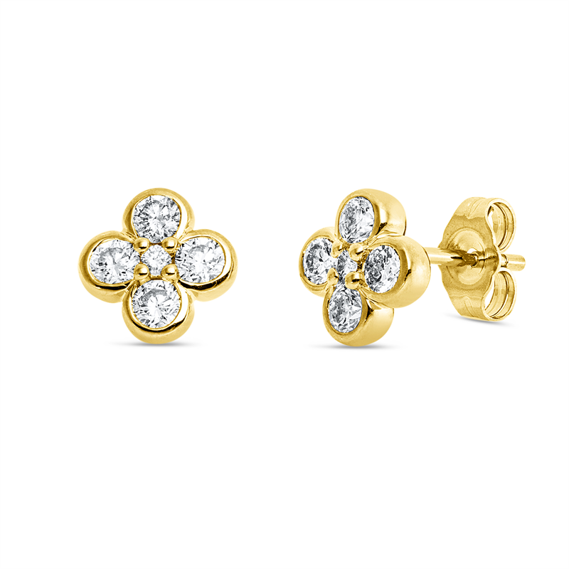 Ohrstecker 14 kt GG, 10 Brill. 0,69 ct, W-si/pi