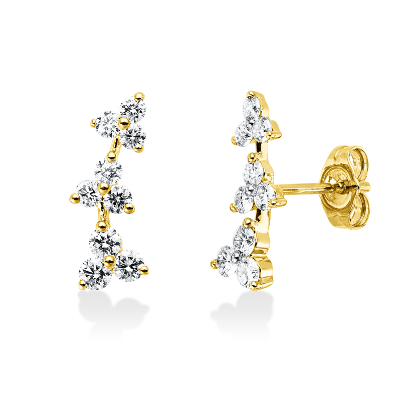 Ohrstecker 14 kt GG, 18 Brill. 0,69 ct, W-si/pi