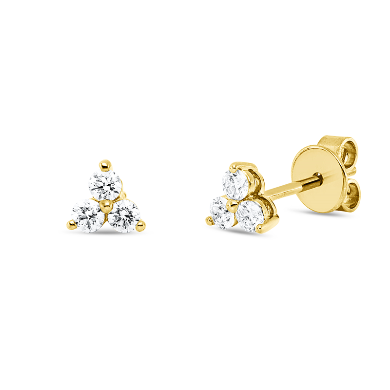 Ohrstecker 14 kt GG, 6 Brill. 0,28 ct, W-si