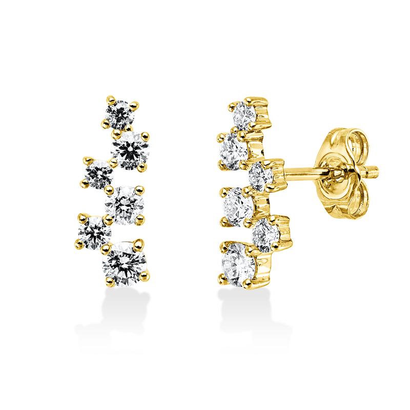 Ohrstecker 14 kt GG, 8 Brill. 0,40 ct, W-si, 4 Brill. 0,39 ct, W-si