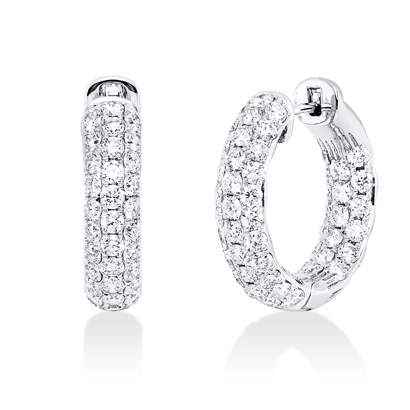 Creolen 18 kt WG, 102 Brill. 2,57 ct, TW-vsi
