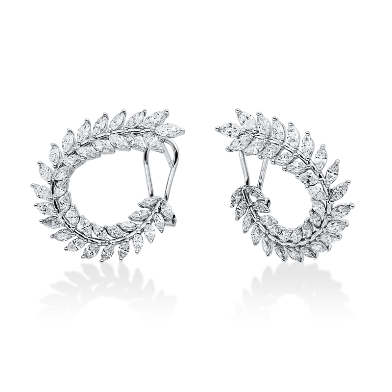 Ohrschmuck 18 kt WG, 74 Nav. 2,70 ct, F-vsi