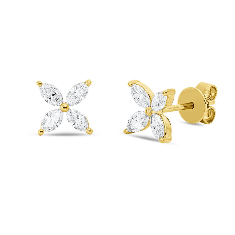 Ohrstecker 14 kt GG, 8 Nav. 0,70 ct, W-si