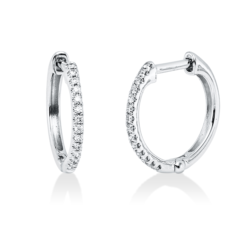 Creolen 18 kt WG, 28 Brill. 0,10 ct, W-si