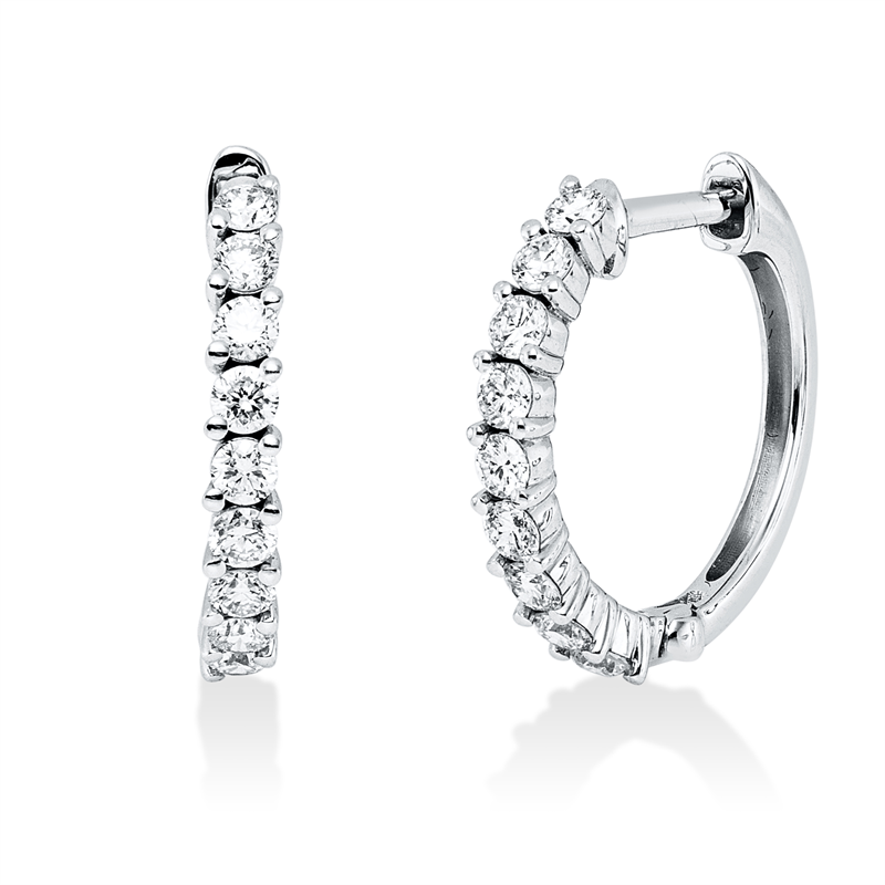 Creolen 18 kt WG, 18 Brill. 0,38 ct, W-si