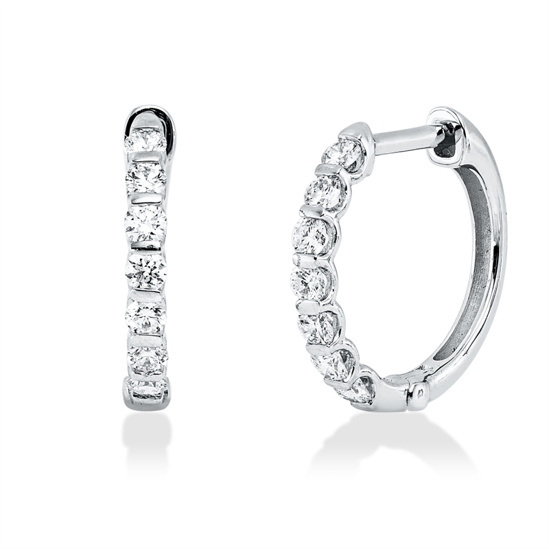 Creolen 18 kt WG, 14 Brill. 0,34 ct, W-si