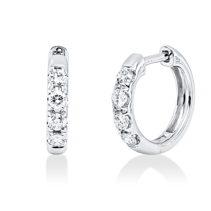 Creolen 18 kt WG, 8 Brill. 0,42 ct, W-si