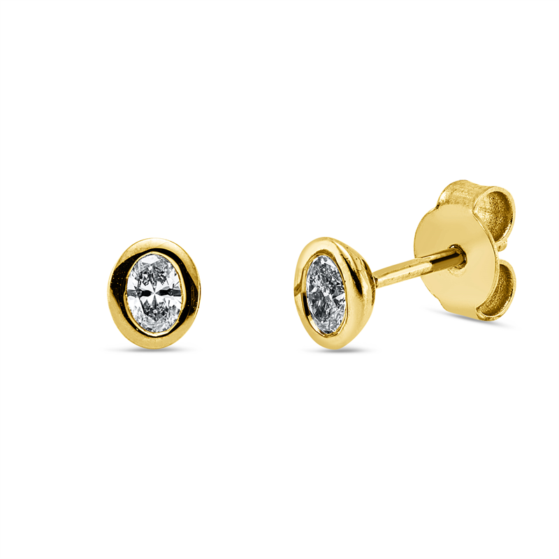 Ohrstecker 18 kt GG, 2 Oval 0,24 ct, TW-si