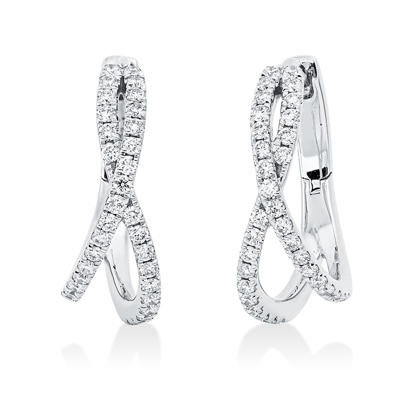 Creolen 18 kt WG, 68 Brill. 0,33 ct, TW-si