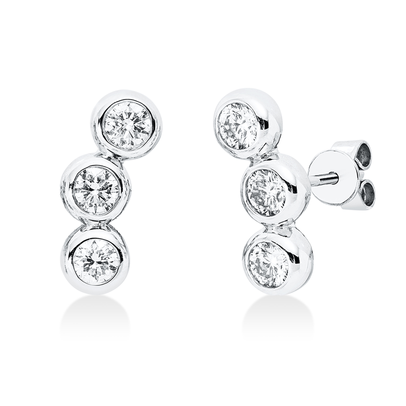 Ohrstecker 18 kt WG, 6 Brill. 0,77 ct, TW-si