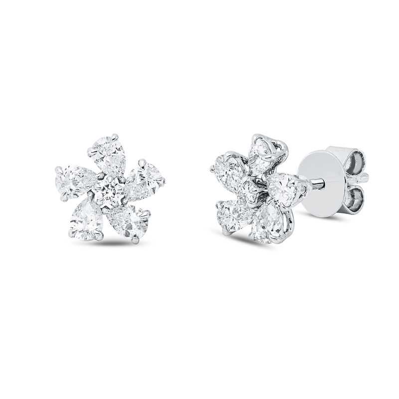 Ohrstecker 18 kt WG, 10 Tropfen 0,71 ct, D/F-si, 2 Brill. 0,04 ct, TW-vsi/si
