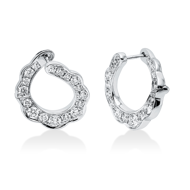 Ohrschmuck 18 kt WG, 6 Brill. 0,55 ct, TW-si, 28 Brill. 0,97 ct, TW-si