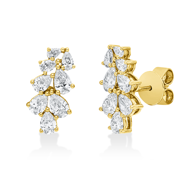 Ohrstecker 18 kt GG, 16 Tropfen 1,69 ct, TW-si