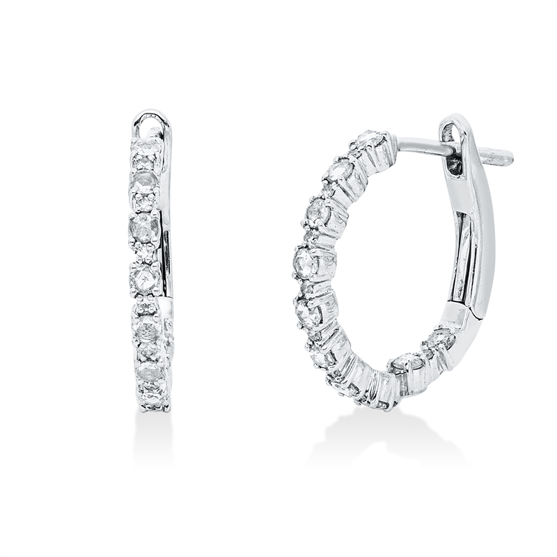 Creolen 18 kt WG, 20 Rosen-Schl 0,24 ct, TW-si, 18 Dia. 0,05 ct, TW-si