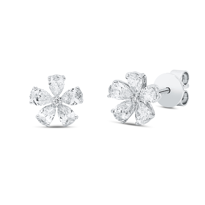 Ohrstecker 18 kt WG, 10 Tropfen 1,06 ct, TW-vsi, 2 Brill. 0,01 ct, TW-si