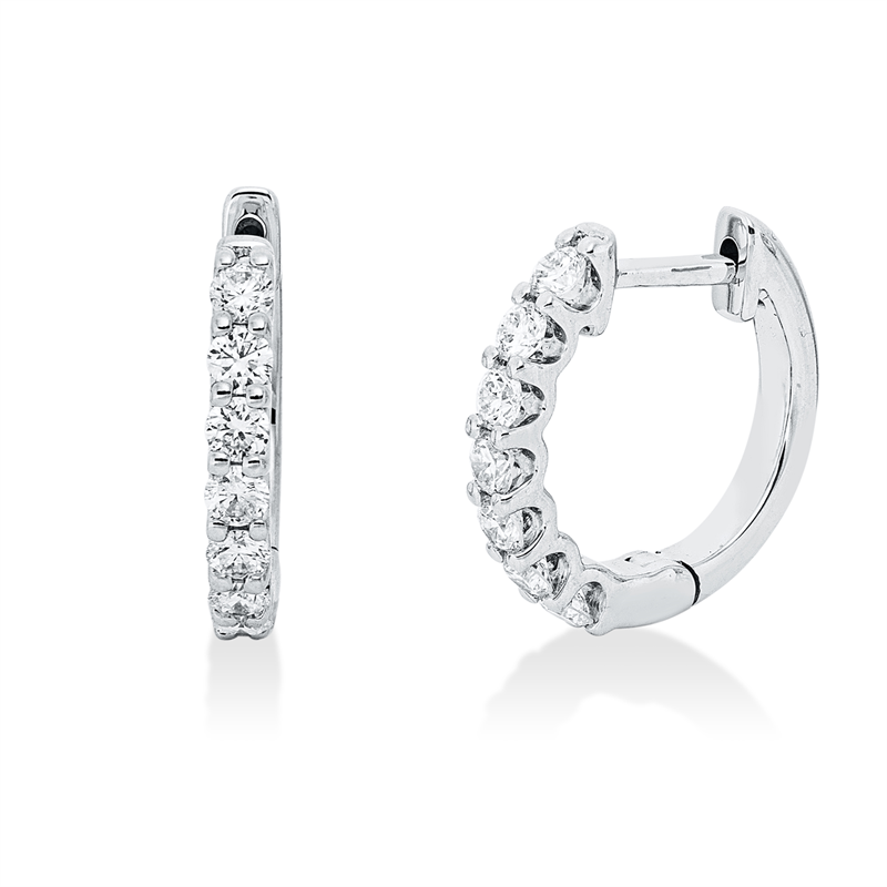 Creolen 18 kt WG, 14 Brill. 0,48 ct, TW-si