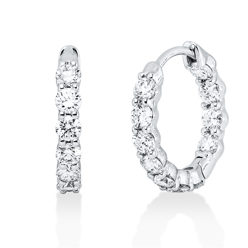 Creolen 18 kt WG, 22 Brill. 1,03 ct, TW-si