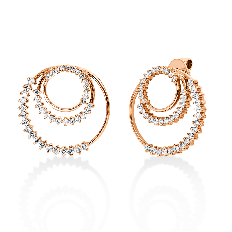 Ohrstecker 18 kt RG, 86 Brill. 1,02 ct, F-si