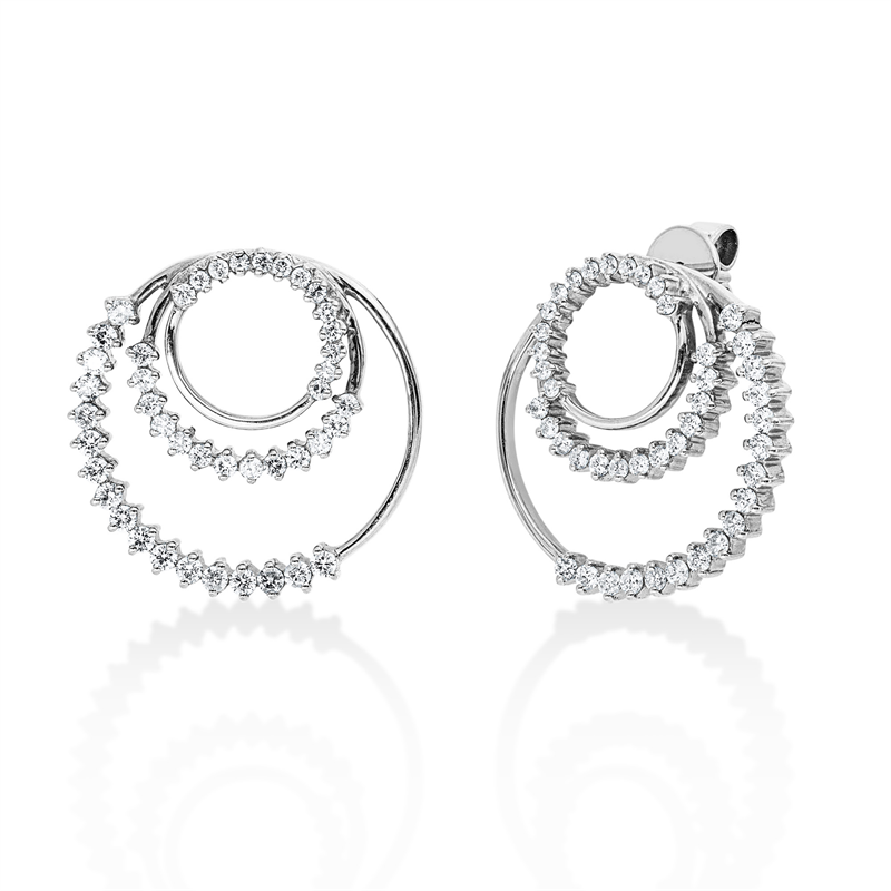 Ohrstecker 18 kt WG, 86 Brill. 1,02 ct, F-si