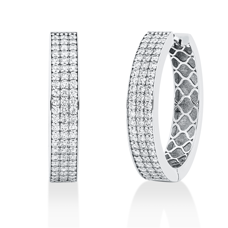 Creolen 18 kt WG, 132 Brill. 1,01 ct, F-vsi