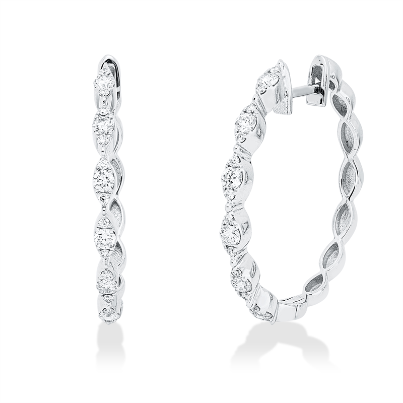 Creolen 18 kt WG, 36 Brill. 0,45 ct, F-vsi