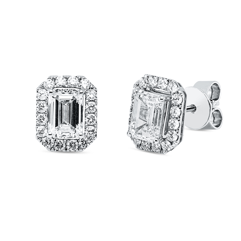 Ohrstecker 18 kt WG, GIA 1465454700, 2477098752, 1 Sm.schliff 0,75 ct, W-vvs, 1 Sm.schliff 0,72 ct, W-vvs, 32 Brill. 0,35 ct, F-vsi