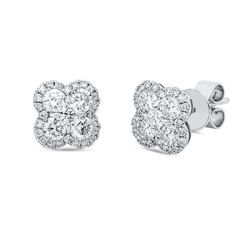 Ohrstecker 18 kt WG, 8 Brill. 0,87 ct, TW-si, 2 Brill. 0,12 ct, TW-si, 48 Brill. 0,24 ct, TW-si