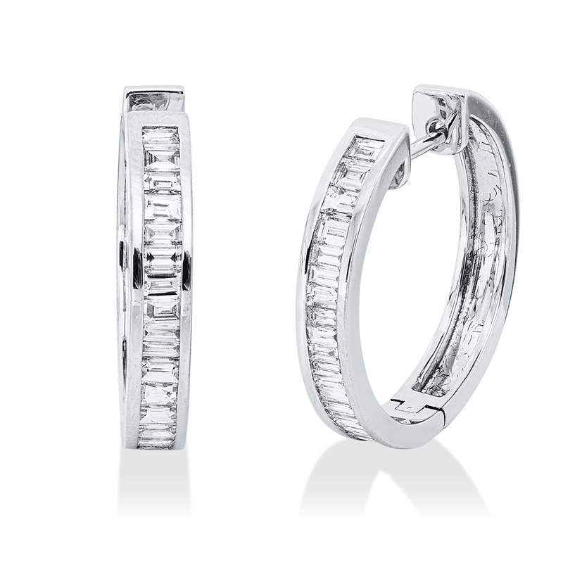Creolen 18 kt WG, 41 Bag. 1,01 ct, TW-si