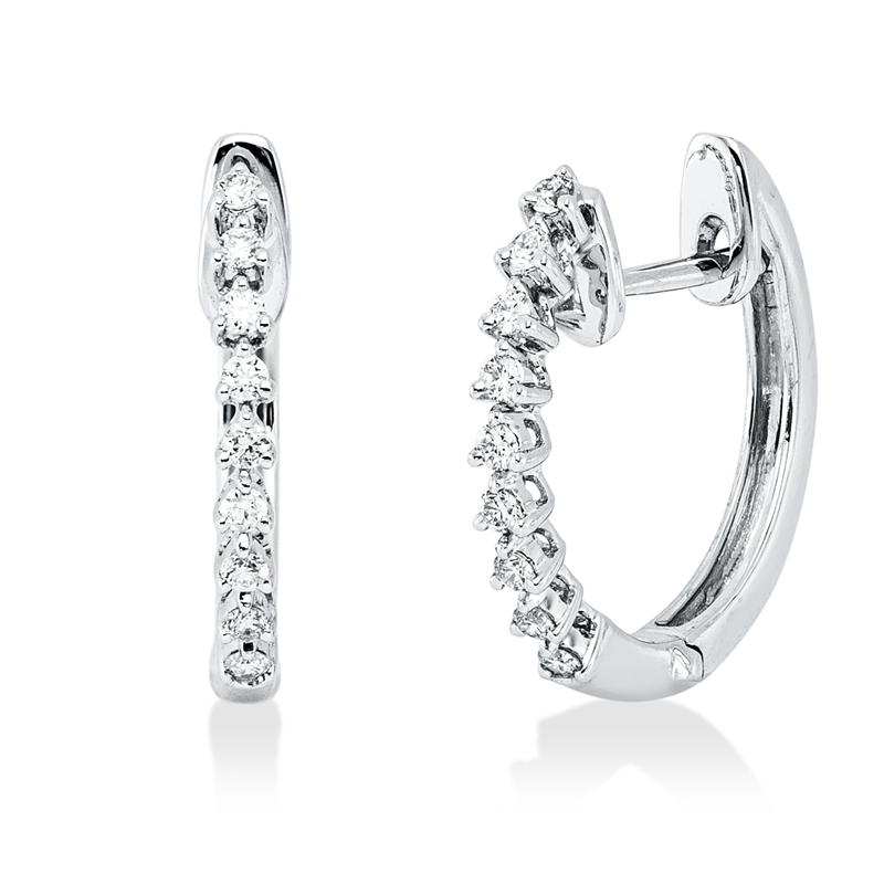 Creolen 18 kt WG, 18 Brill. 0,15 ct, TW-vsi/si