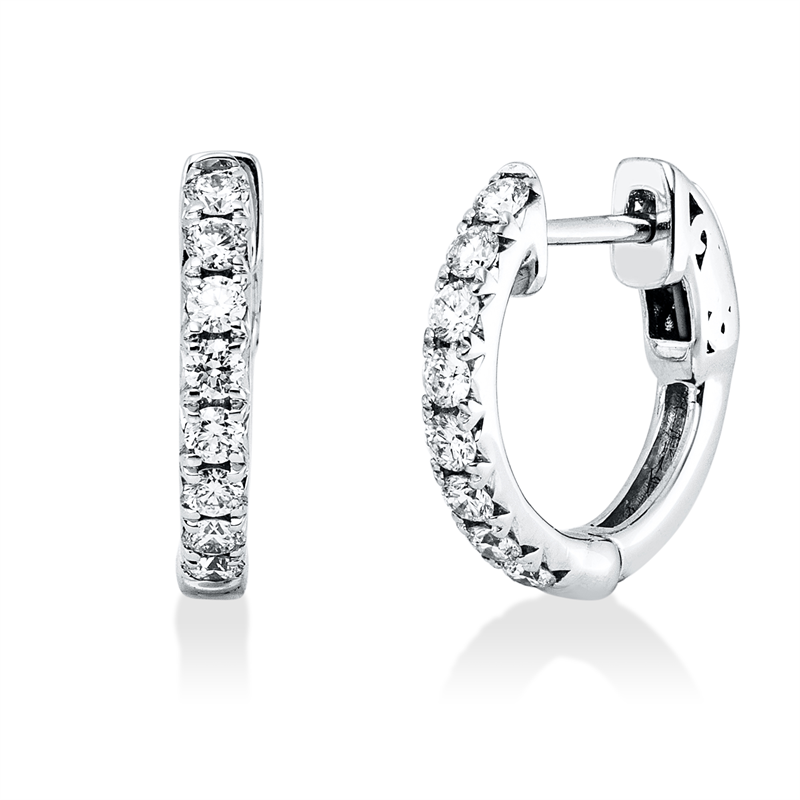 Creolen 18 kt WG, 16 Brill. 0,35 ct, TW-vsi/si
