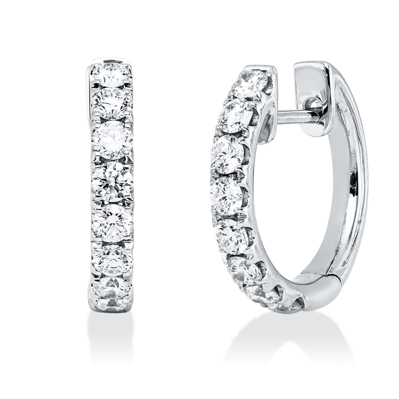 Creolen 18 kt WG, 16 Brill. 0,92 ct, TW-vsi/si