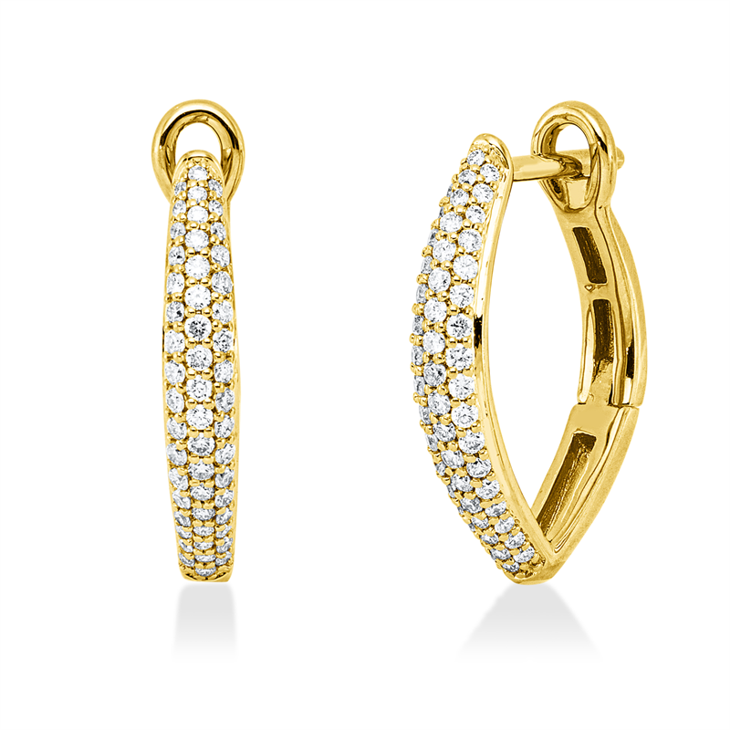 Creolen 18 kt GG, 104 Brill. 0,41 ct, TW-si