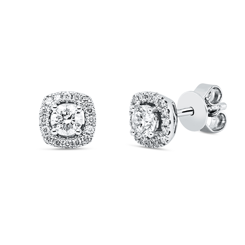 Ohrstecker 14 kt WG, 2 Brill. 0,40 ct, TW-si, 32 Brill. 0,21 ct, TW