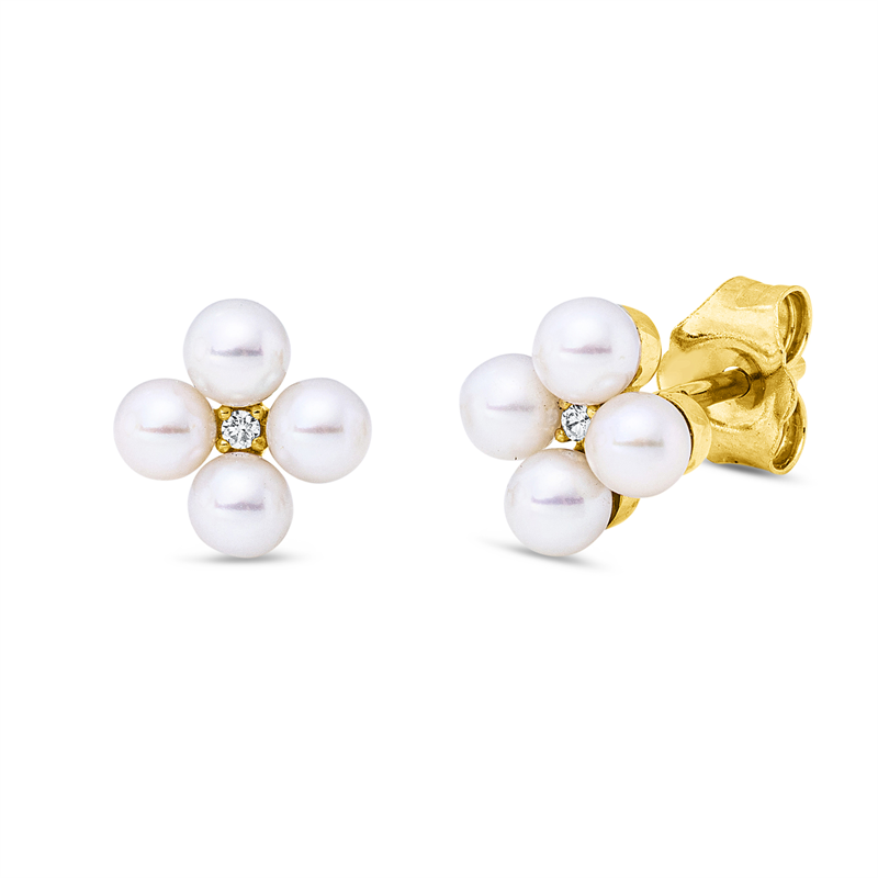Ohrstecker 18 kt GG, 2 Brill. 0,01 ct, TW-si, 8 SW