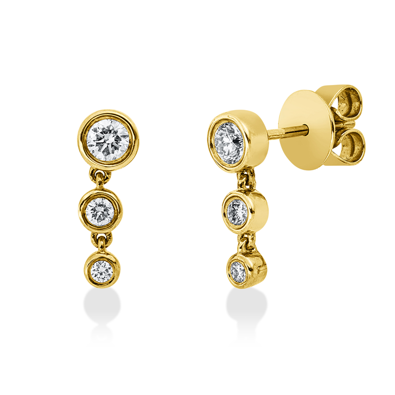 Ohrstecker 18 kt GG, 2 Brill. 0,24 ct, TW-si, 4 Brill. 0,11 ct, TW-si