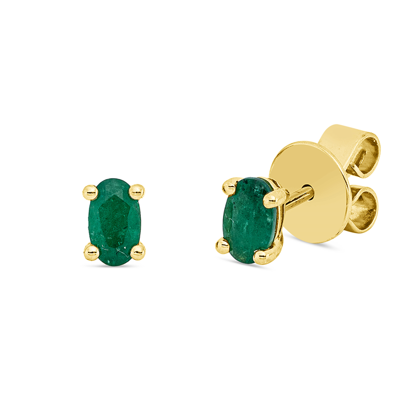 Ohrstecker 18 kt GG, 2 Smaragde 0,50 ct grün